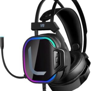 RGB LED Gaming Headset with Mic – Wired Over-Ear Headphones